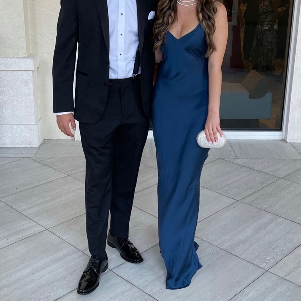 MaxMara Blue Sleeveless Spaghetti Strap Gown